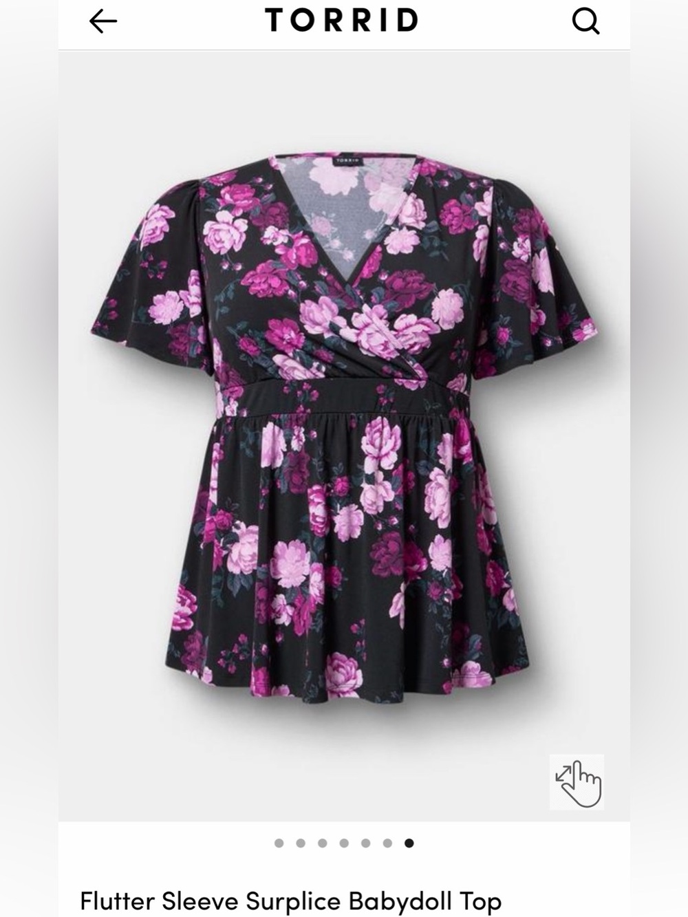 torrid Black Floral Surplice Babydoll Top - Pink & Purple Flowers